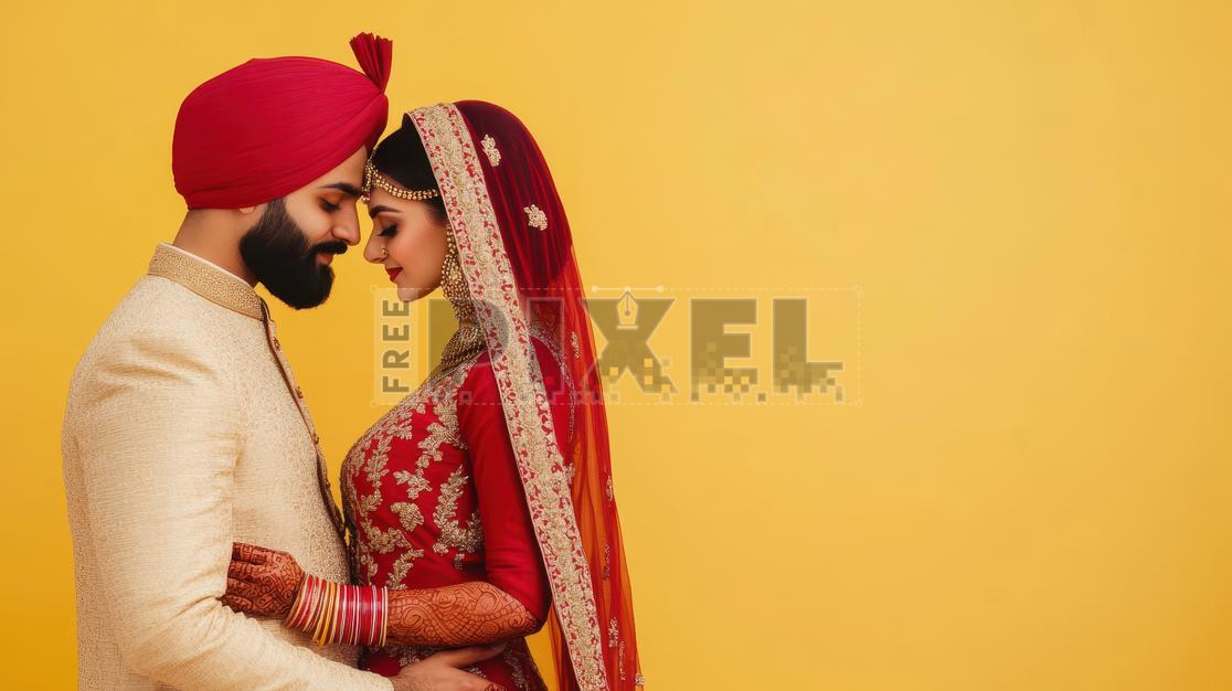 Free Photos - Indian Wedding Couple In Traditional Attire Posing For ...