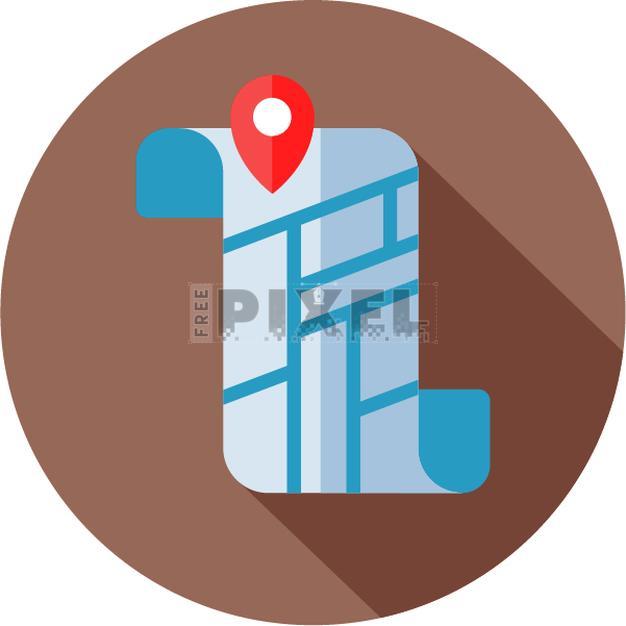 Free Icons - Map With Location Mark Icon In Blue And Red Color ...