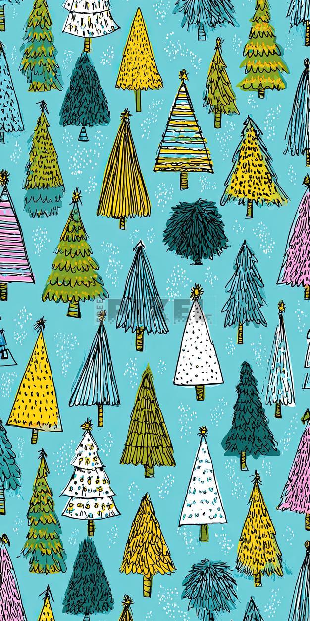 Free Illustrations - Seamless Christmas Trees Pattern Background For ...