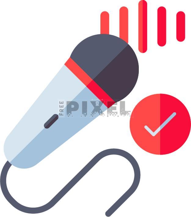Free Icons - Microphone Check Icon In Red And Gray Color. | FreePixel.com