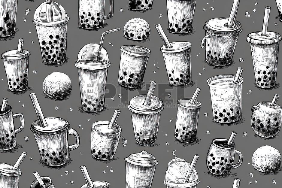 Free Photos - Bubble Tea Glasses Seamless Pattern Background For Milk ...