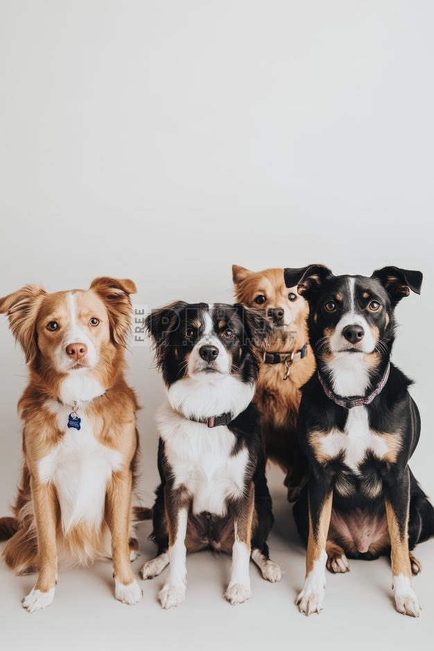 Free Photos - Four Dogs Sitting In A Row For National Dog Day Photo ...
