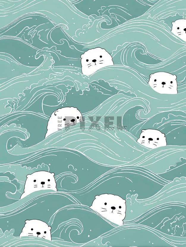 Free Photos - Seamless Seal Animal Pattern On Waves Background ...