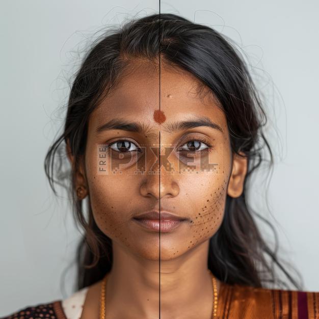 Free Photos - Indian Woman Face Split In Half Showing Contrast Or ...