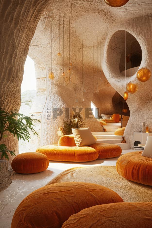 Free Photos - Modern Cave-Inspired Living Room With Unique