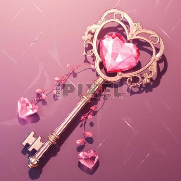Free Photos - Illustration Of A Heart-Shaped Key With A Rose-Colored ...