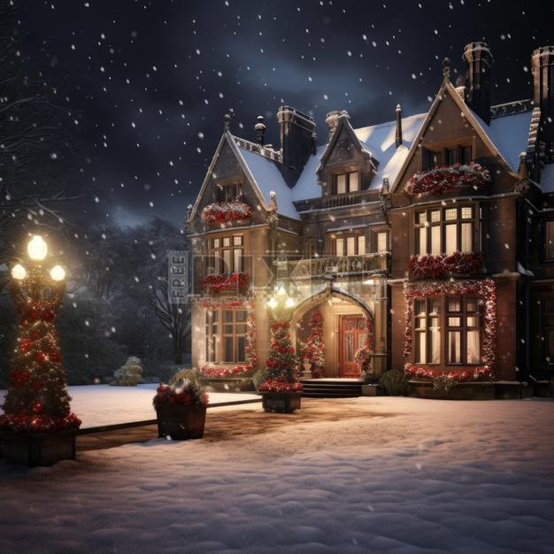 Free Photos - A Magical Christmas Night At A Mansion | FreePixel.com