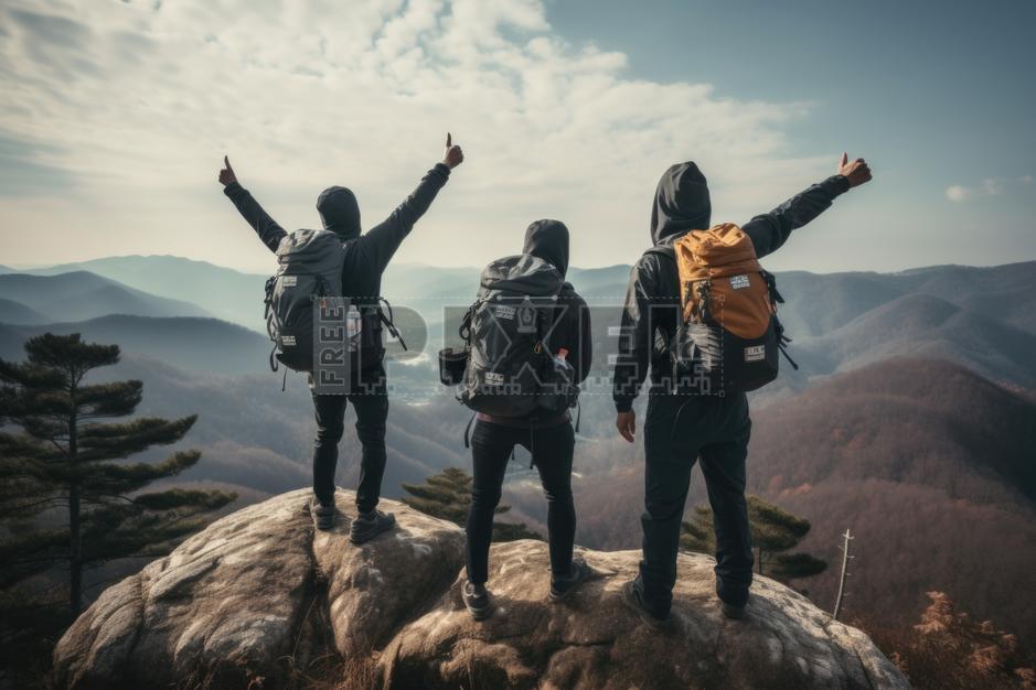 Free Photos - Adventurous Friends Posing On A Rocky Hilltop | FreePixel.com
