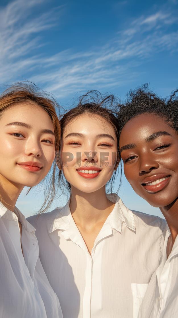Free Photos - Three Women Standing Together In Front Of A Blue Sky ...