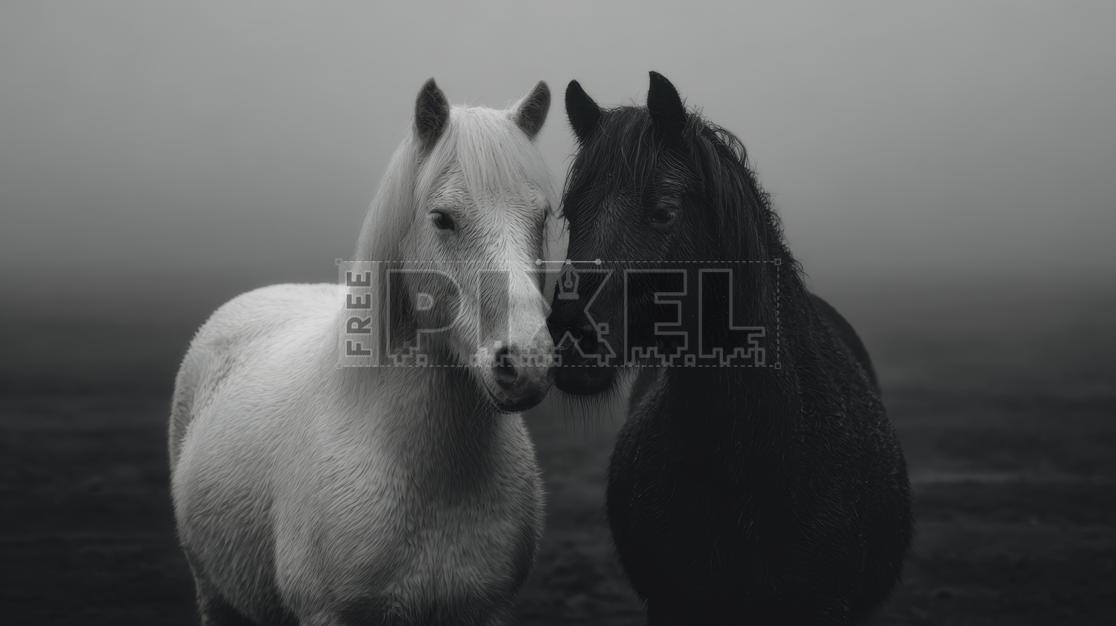 Free Photos - Black And White Horses Couple Photo. | FreePixel.com