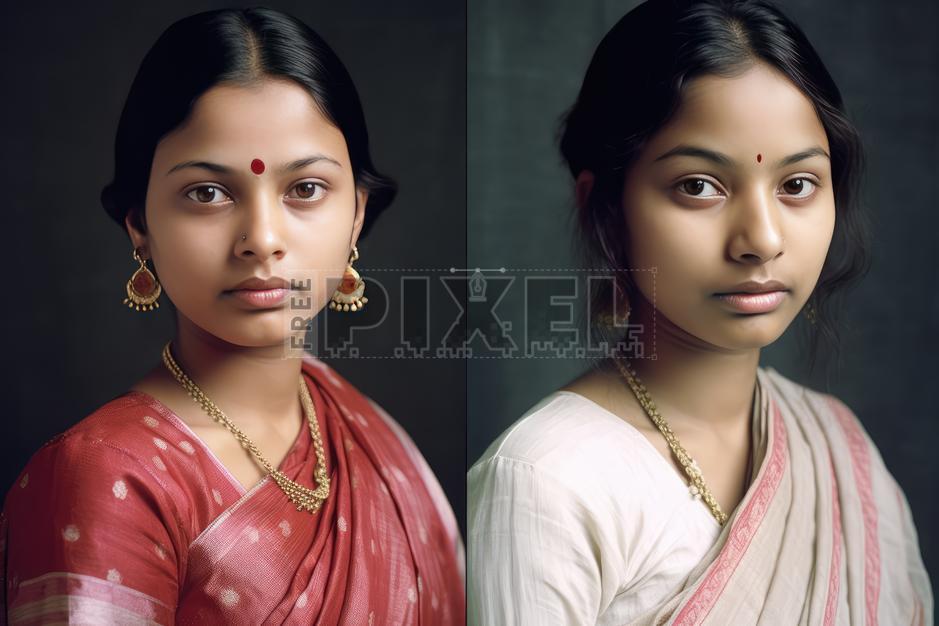 Free Photos - The Art Of Indian Portraiture - Dual Portraits Of A Woman ...