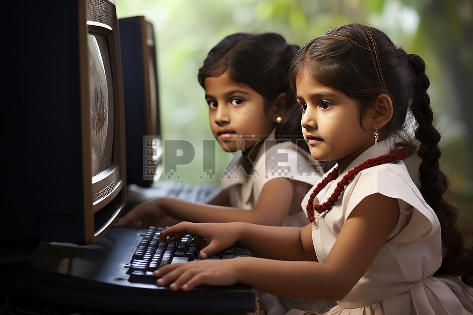 Free Photos - Two Young Girls Using Computers In A Classroom Setting ...