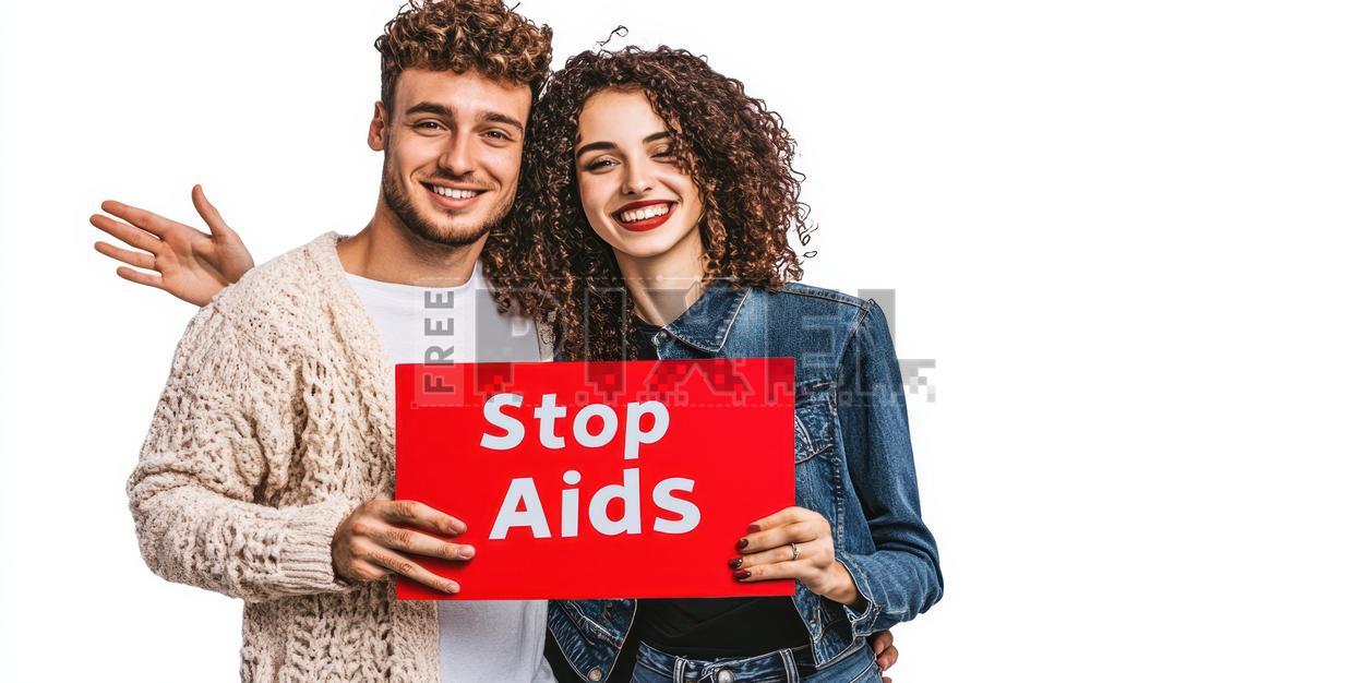 Free Photos - Young American Couple Showing Stop Aids Message Card To ...