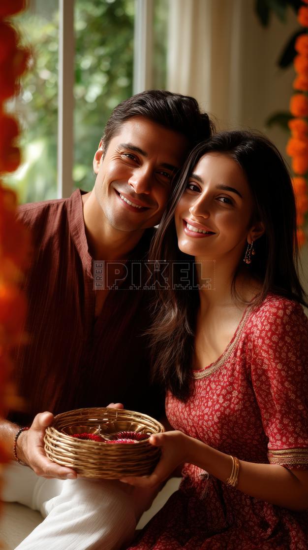 Free Photos - Young Indian Brother And Sister Holding Rakhi Basket ...
