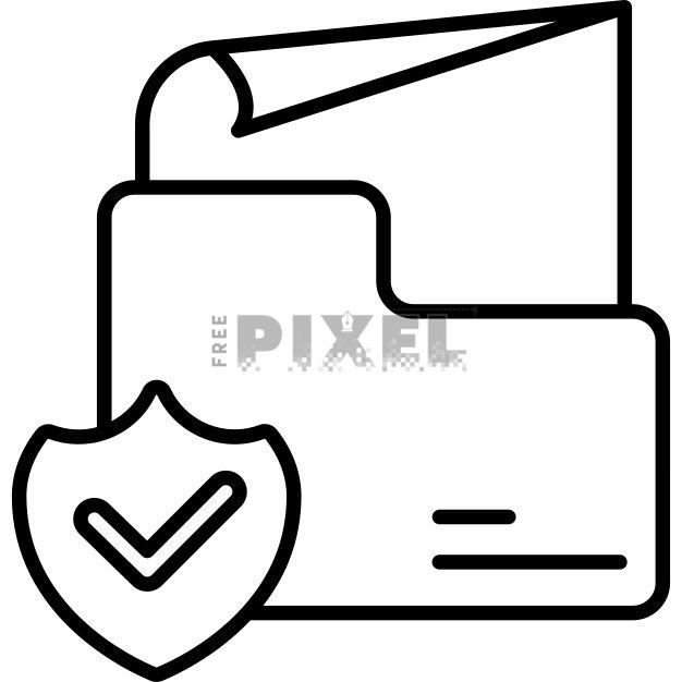 Free Svg - Approve Security Shield With Folder Icon In Thin Line Art ...