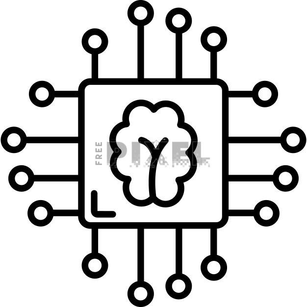 Artificial Intelligence Or Brain Chip Icon In Black Line Art ...