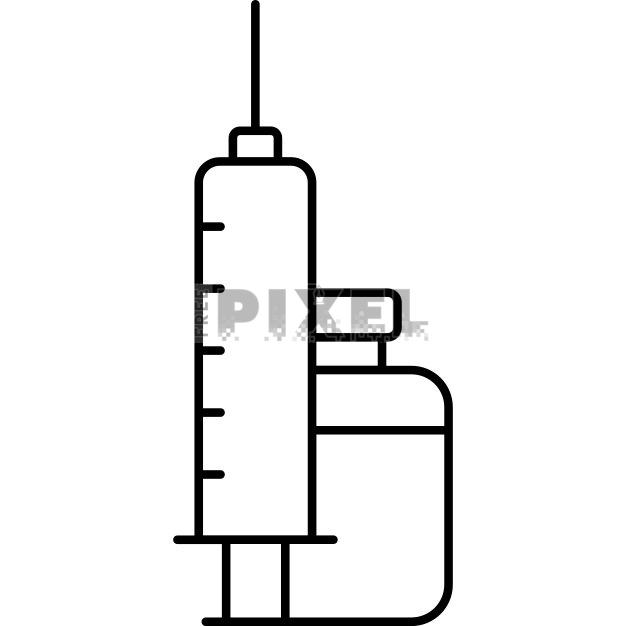 Free Svg - Illustration Of Syringe With Injection Bottle Icon In Line ...