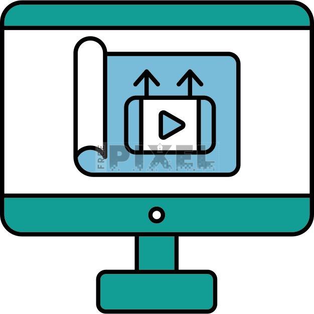 Free Svg - Online Video Publishing From Computer Icon In Teal And White ...