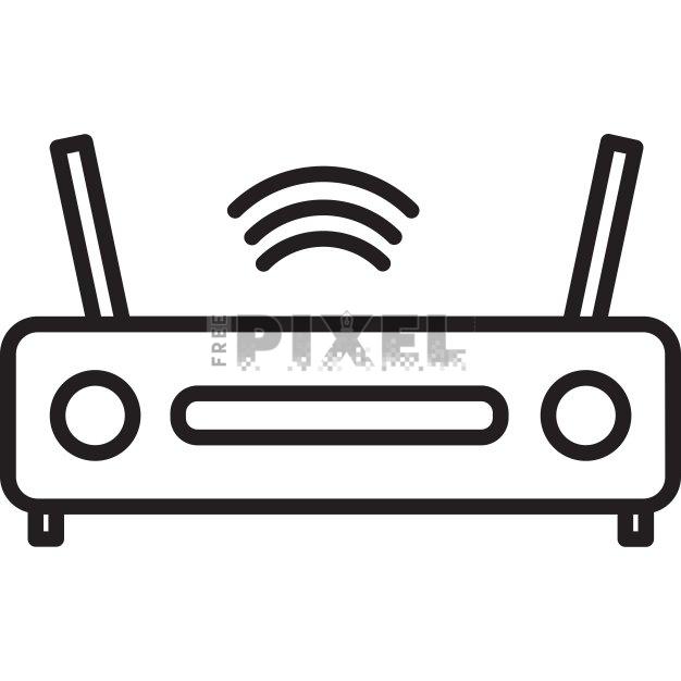 Free Svg - Router Icon Or Symbol In Black Outline. | FreePixel.com