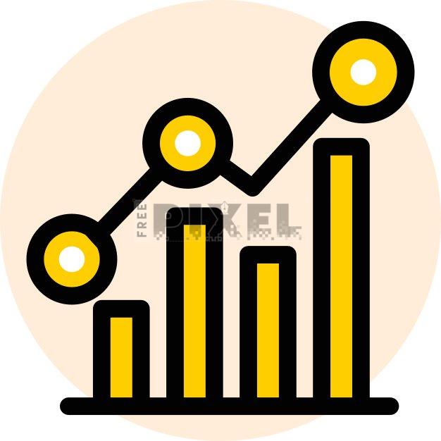 Statistics Bar Graph Icon In Yellow And Black Color. | FreePixel.com