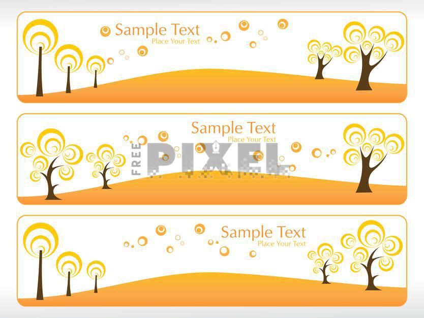Free Vectors - Set Of Eco Tree Pattern Banner | FreePixel.com
