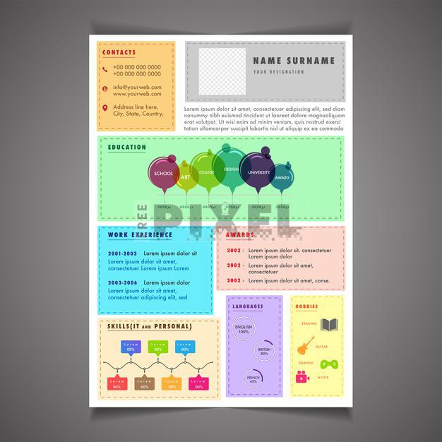 Free Icons - Infographics Resume Template Can Be Use As Letterhead Or ...