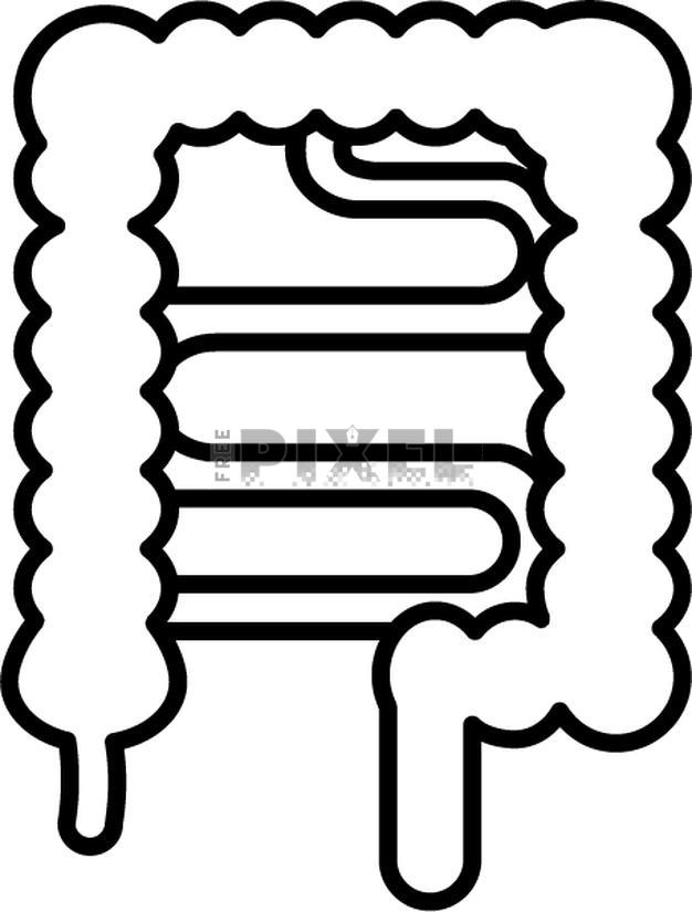 Free Icons - Line Art Illustration Of Intestine Icon. | FreePixel.com