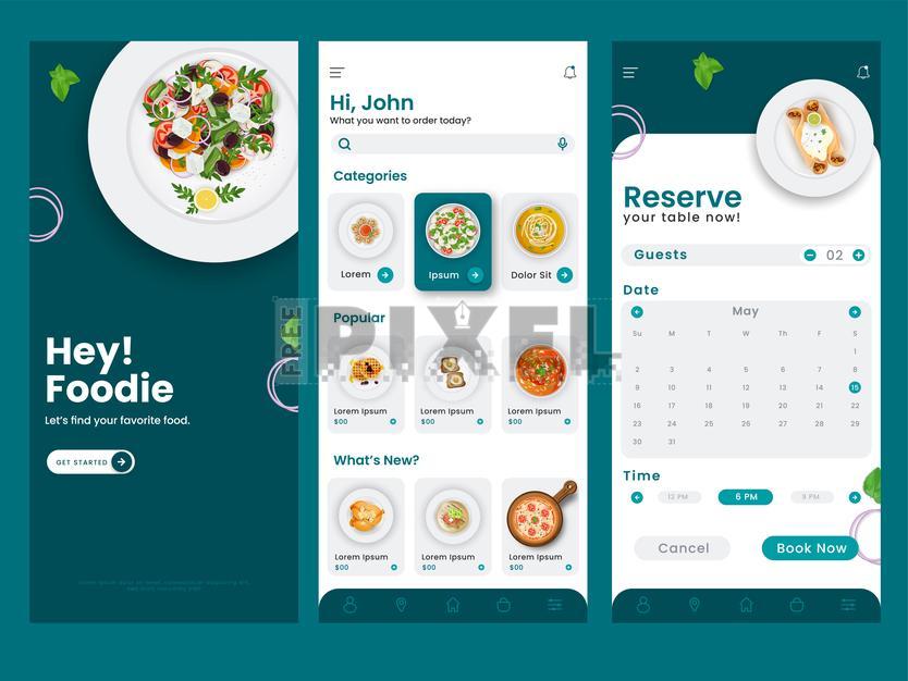 Free Vectors - Restaurant Menu App UI, Gui Screen Including Login ...