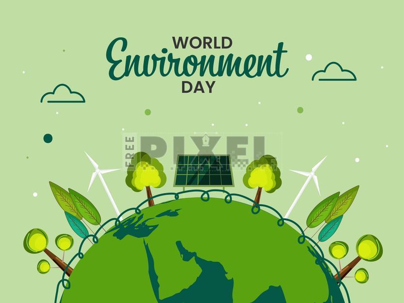 Free Vectors - World Environment Day Concept With Trees, Windmills And ...