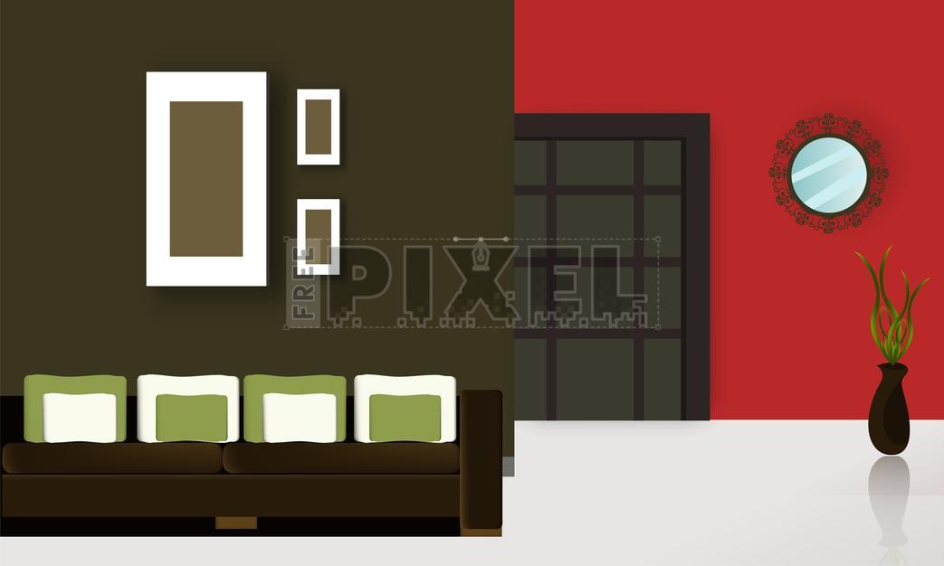 Free Vectors - Architecture Of Living Room Interior Design With Sofa ...