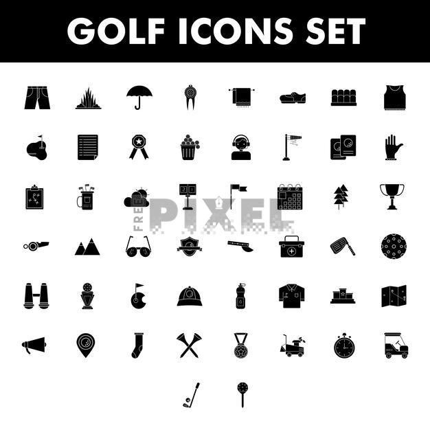 Free Vectors - B&W Golf Icon Set In Flat Style. | FreePixel.com