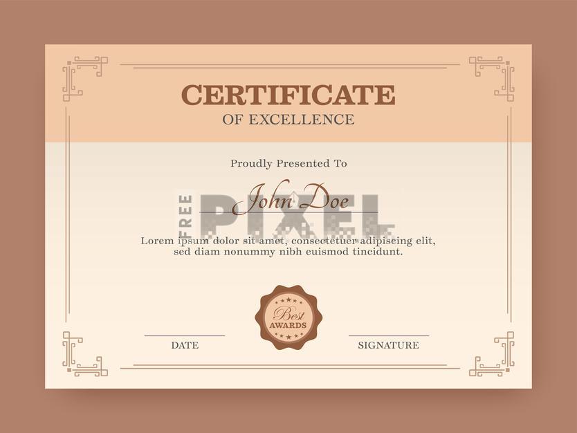 Free Vectors - Certificate Of Excellence Template Design For Printable ...