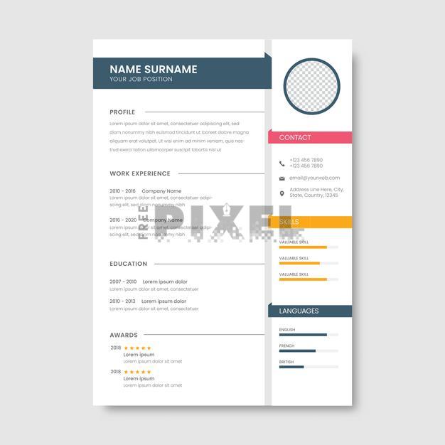 Free Vectors - CV Template Or Resume Letterhead Layout With Given Space ...