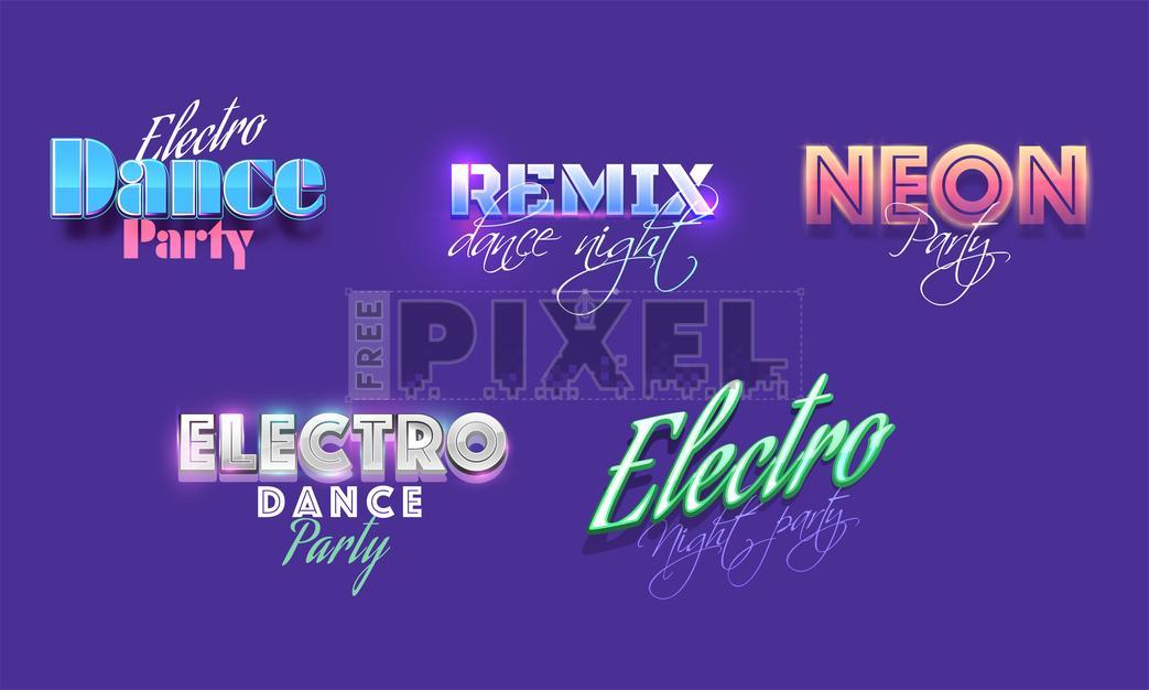 Free Vectors - Different Types Text Of Party Concept Like As Electro ...