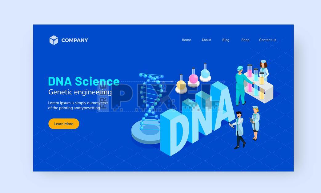 Free Vectors - DNA Science Genetic Engineering Landing Page Design With ...