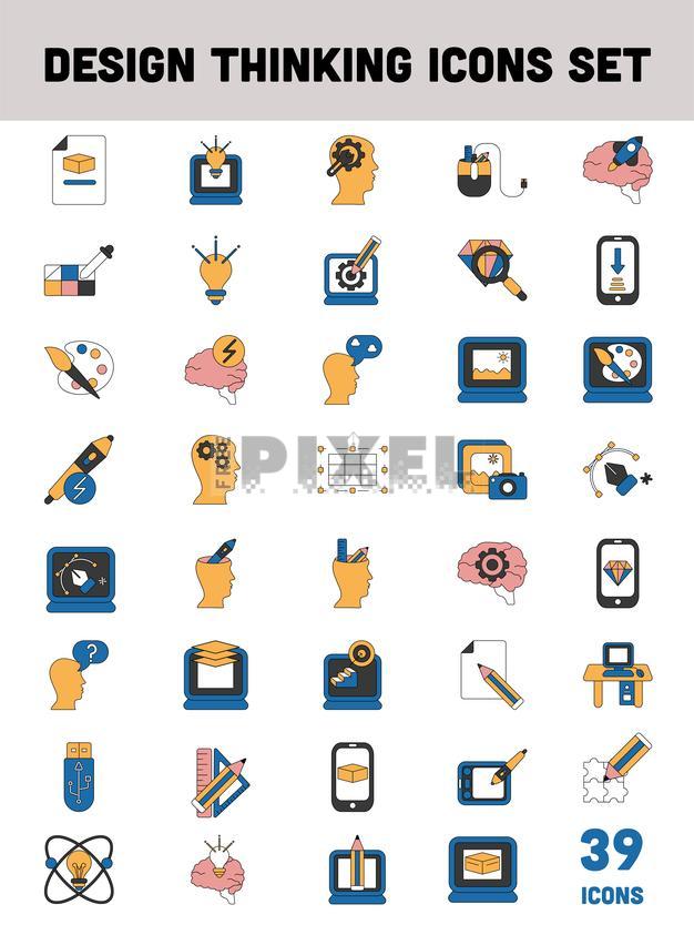 Free Vectors - Flat Style Design Thinking Icon Set On White Background ...