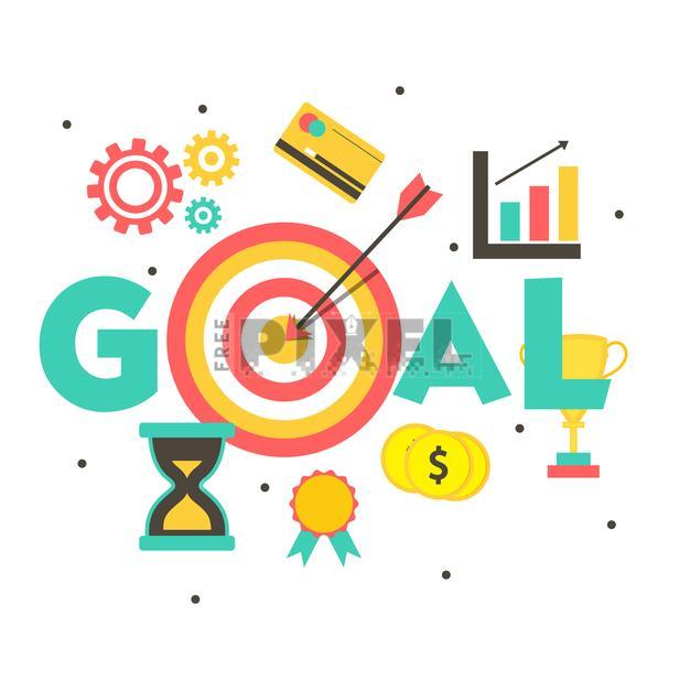 Free Vectors - Goal Text Design With Target Board And Various Colorful ...
