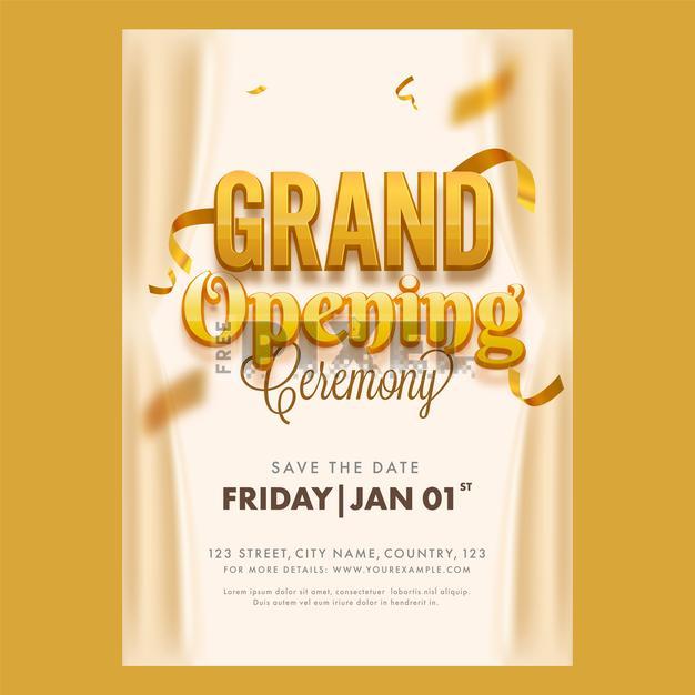 Free Vectors - Grand Opening Ceremony Flyer Or Template Design With ...