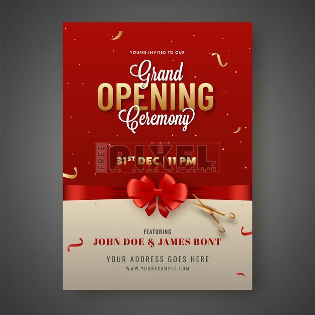 Free Vectors - Grand Opening Ceremony Invitation Card Closed With Red ...