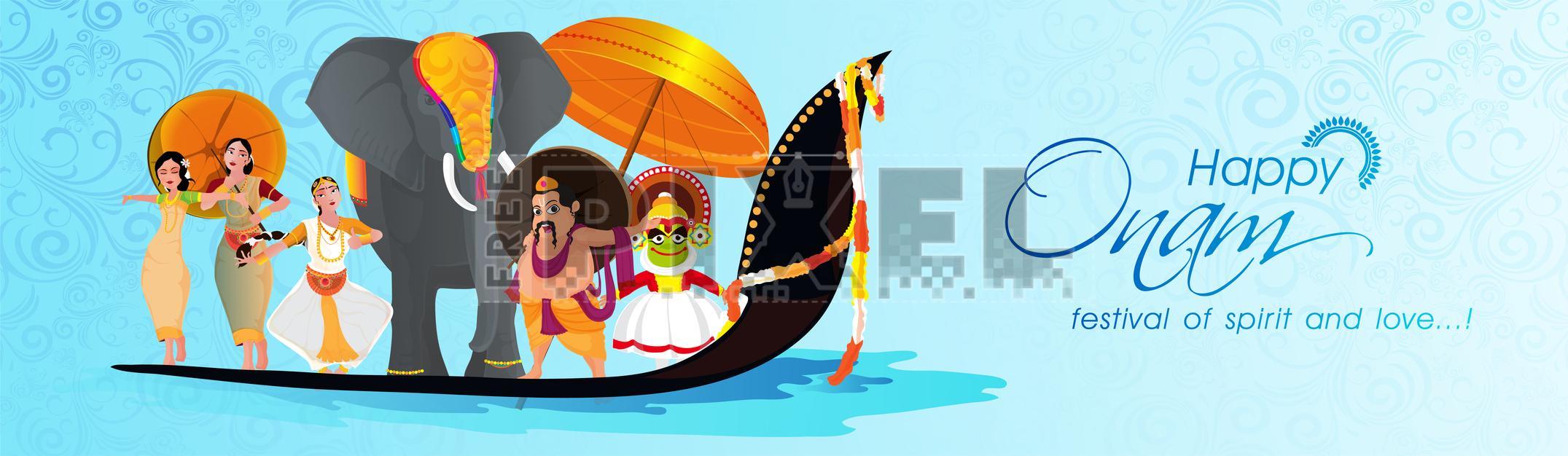 Free Vectors - Happy Onam Header Or Banner Design With Illustration Of ...