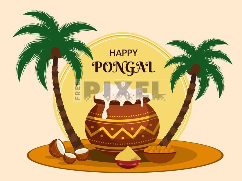 Free Vectors - Happy Pongal Celebration Poster With Traditional Clay ...