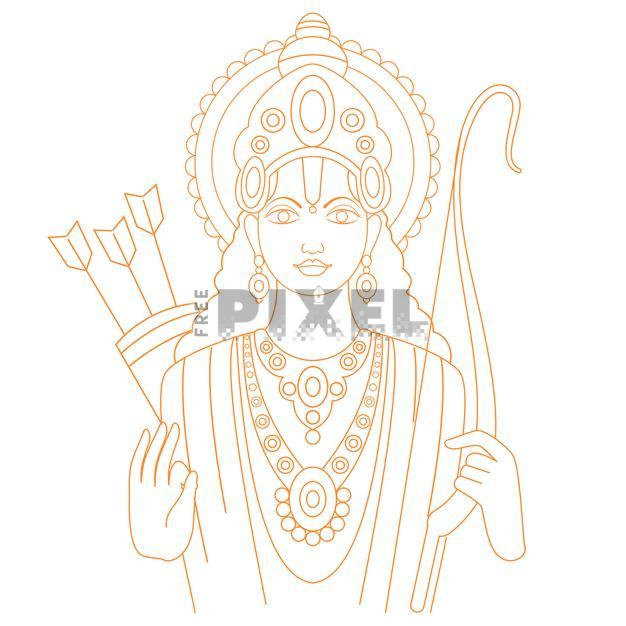 Free Vectors - Hindu Mythology Lord Rama Character In Orange Line Art ...