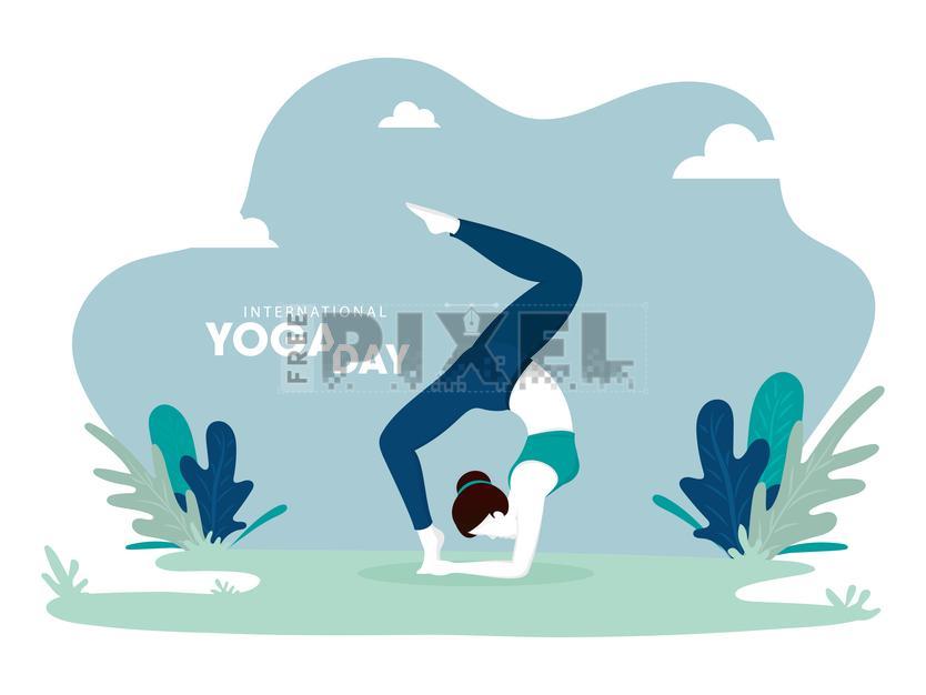 Free Vectors - Illustration Of Woman In Yoga Pose On Abstract Green ...
