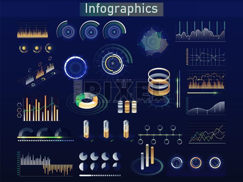 Free Vectors - Infographics Diagram, Chart And Graph Set. | FreePixel.com