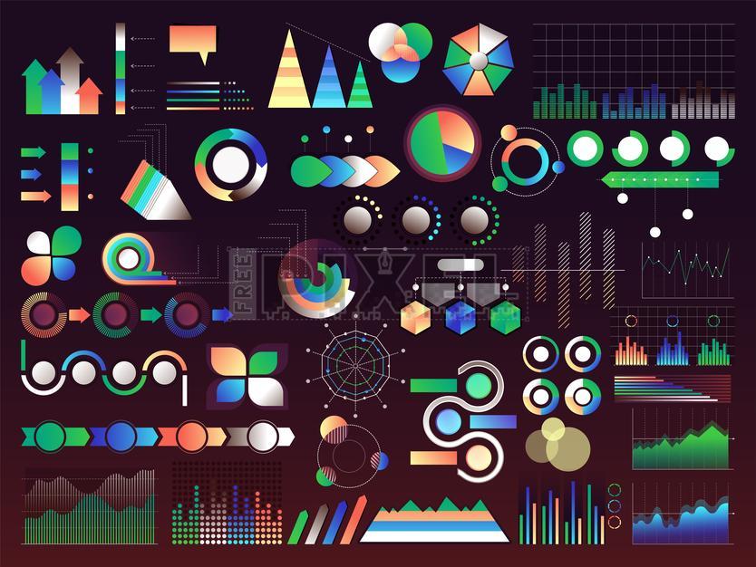Free Vectors - Infographics Diagram, Chart And Graph Set. | FreePixel.com
