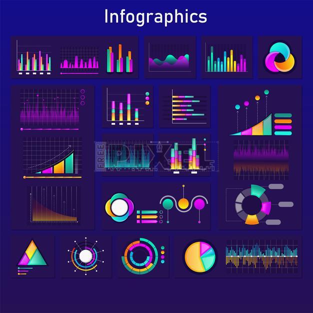 Free Vectors - Infographics Diagram, Chart And Graph Set. | FreePixel.com