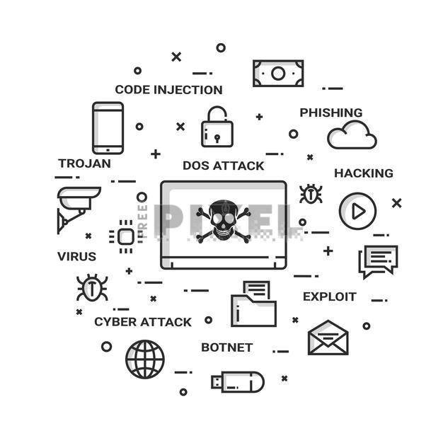 Free Vectors - Internet Cyber Attacks Concept, Flat Style. Fin-tech ...