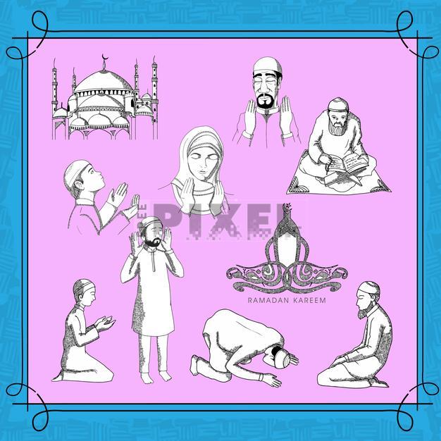 Free Vectors - Muslim Persons In Various Religious Activities ...