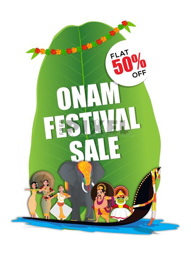 Free Vectors - Onam Festival Sale With Flat 50% Off, Creative ...
