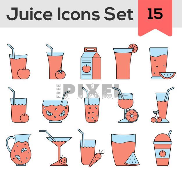 Free Vectors - Red And Blue Color Juice Icon Set In Flat Style ...